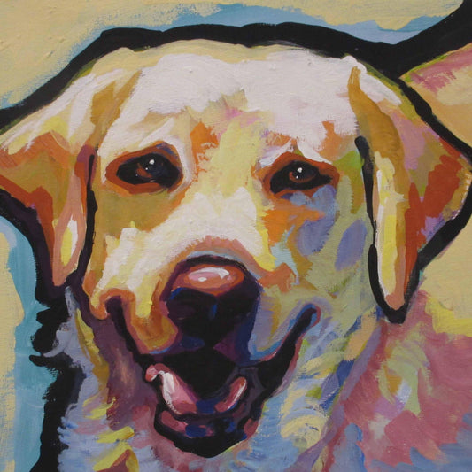 Labrador Retriever modern Dog art print of YELLOW LAB pop art painting bright colors 12x12"