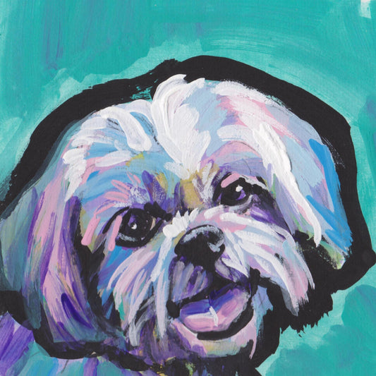 SHIH TZU Dog portrait art print of pop art painting bright colors 12x12" fun nursery wall art