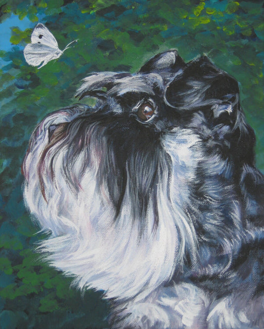 Miniature Schnauzer art CANVAS print of LA Shepard painting 8x10 dog portrait