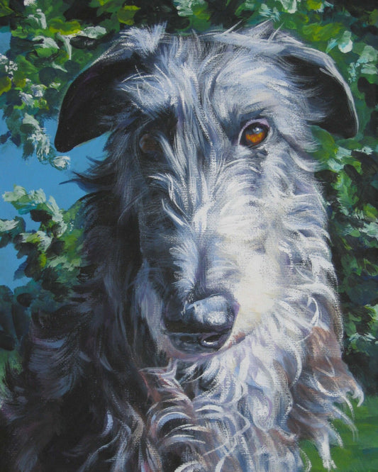Scottish DEERHOUND PORTRAIT dog art canvas PRINT of LAShepard painting 8x10"