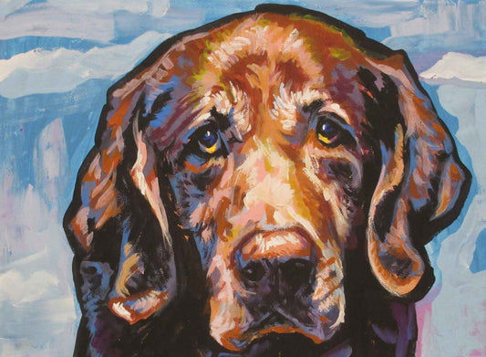 LABRADOR RETRIEVER portrait print of modern Dog painting chocolate lab pop art bright colors 13x19"