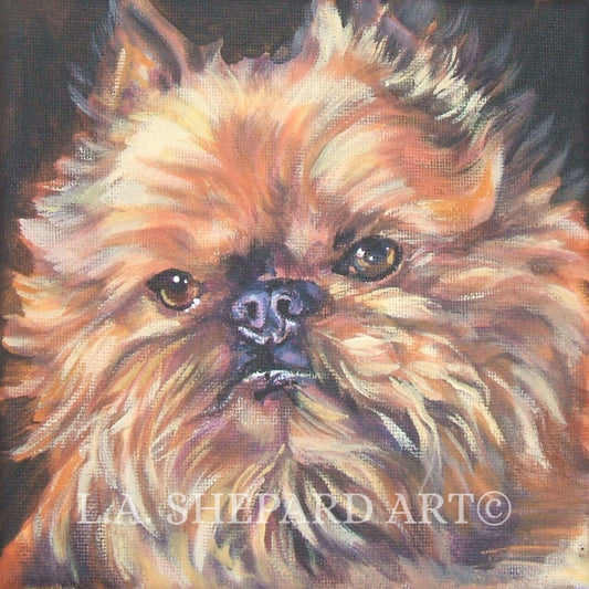 Brussels Griffon DOG PORTRAIT ART canvas print of LAShepard painting 12x12"