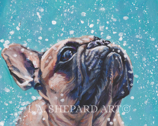 FRENCH BULLDOG art portrait canvas PRINT of LAShepard painting frenchie dog 8x10"