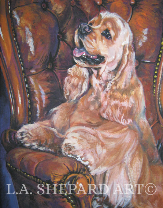 American COCKER SPANIEL dog portrait art canvas PRINT of LAShepard painting 11x14"