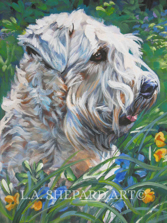 WHEATEN TERRIER Dog art portrait canvas PRINT of LAShepard painting 8x10"