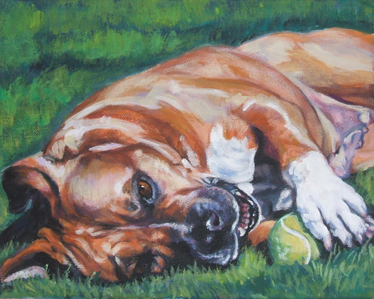 American STAFFORDSHIRE TERRIER dog portrait art canvas PRINT of LAShepard painting 8x10"