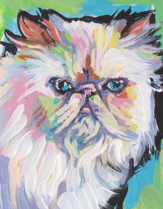 Himalayan cat portrait art print pop art bright colorful 8.5x11"