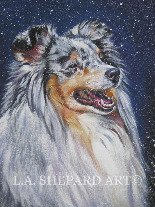 Shetland Sheepdog SHELTIE DOG  art PORTRAIT print of LAShepard painting 8x10"