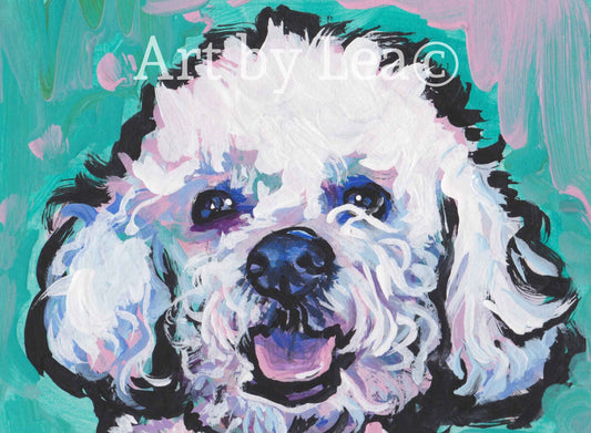 Poochon portrait art print of pop art Painting bright colorful Poodle bichon 13x19"