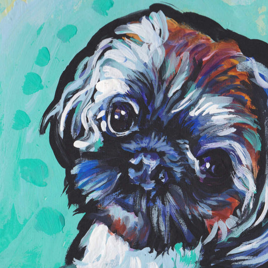 Shih Tzu Dog portrait art Print from modern pop art painting 8x8"