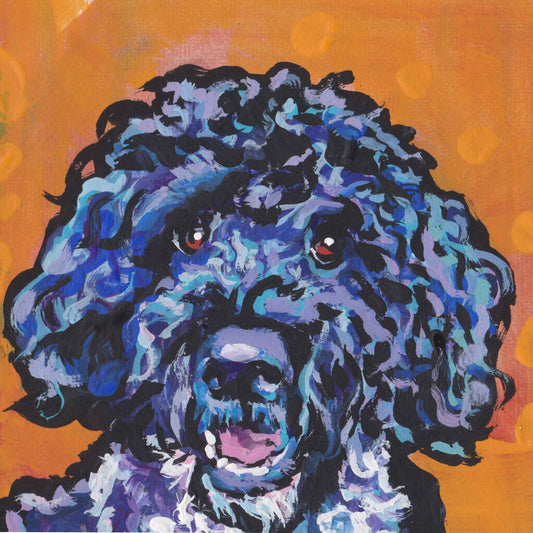 PWD Portuguese Water Dog portrait print of pop art painting 8x8"
