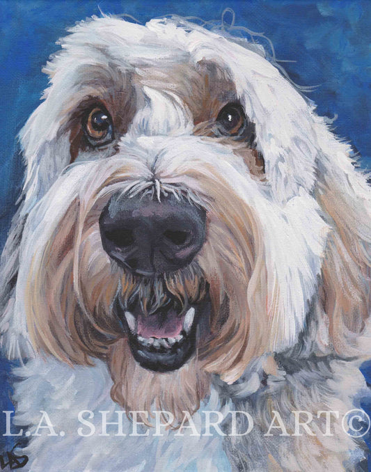 POLISH Lowland SHEEPDOG dog art PORTRAIT print of LAShepard painting 8x10"
