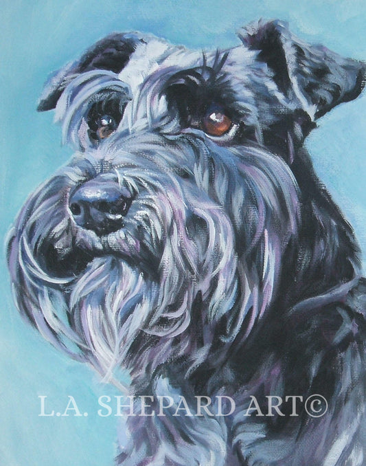 SCHNAUZER dog ART portrait canvas PRINT of LAShepard painting 8x10"