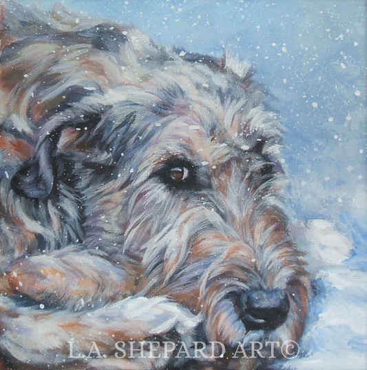 Irish WOLFHOUND DOG art PORTRAIT print of LAShepard painting 12x12"