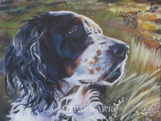 ENGLISH SETTER PORTRAIT dog art print of LAShepard painting 8x10"