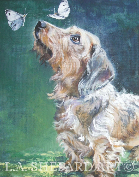 wire haired DACHSHUND doxie Dog PORTRAIT art print of LAShepard Painting 11x14"