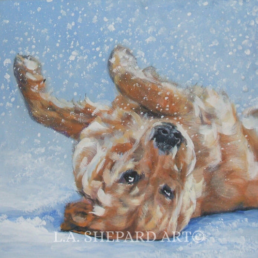 GOLDEN RETRIEVER dog art  PRINT of LAShepard painting 12x12"