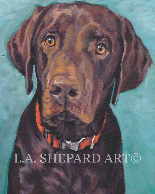 Labrador retriever dog PORTRAIT ART canvas PRINT of LAShepard painting 8x10" chocolate lab