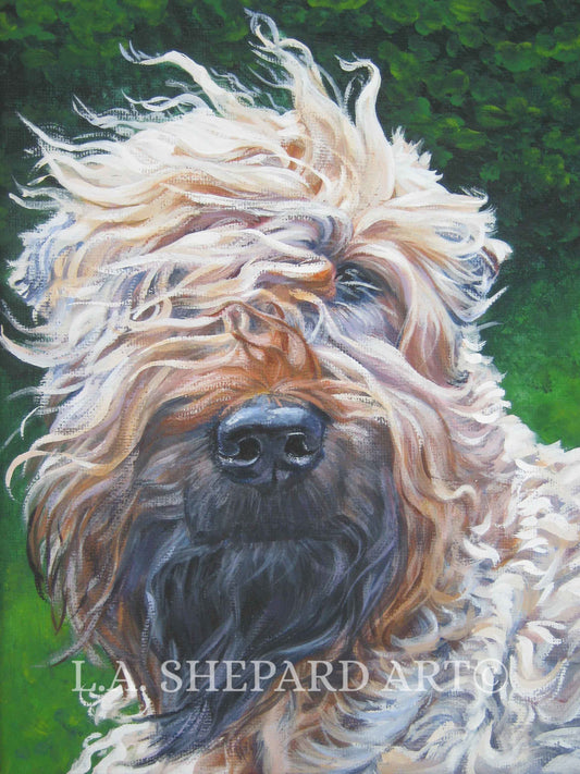 WHEATEN Terrier dog art PORTRAIT canvas PRINT of LAShepard painting 8x10"