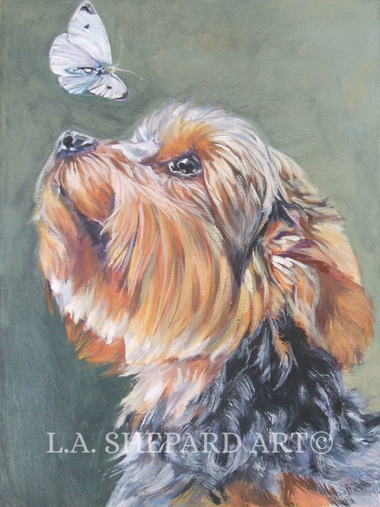 Yorkshire Terrier YORKIE dog portrait art canvas PRINT of LAShepard painting 8x10"