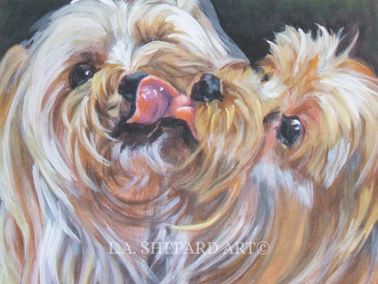 YORKSHIRE TERRIER yorkie dog art portrait canvas PRINT of LAShepard painting 12x16"
