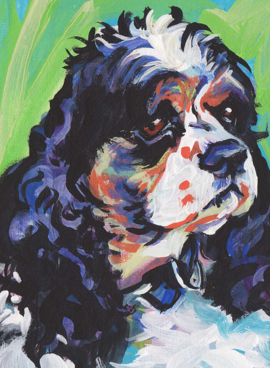 Cocker Spaniel dog art print pop art bright colors 13x19"