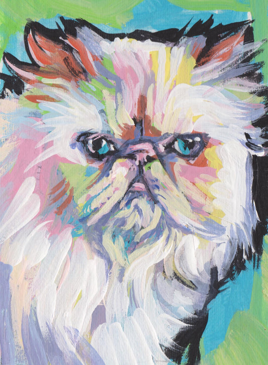 Himalayan cat portrait art print pop art bright colorful 13x19" fun kitty