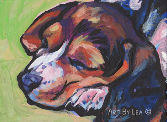 BEAGLE dog art PORTRAIT PRINT of pop art painting bright colors 13x19"