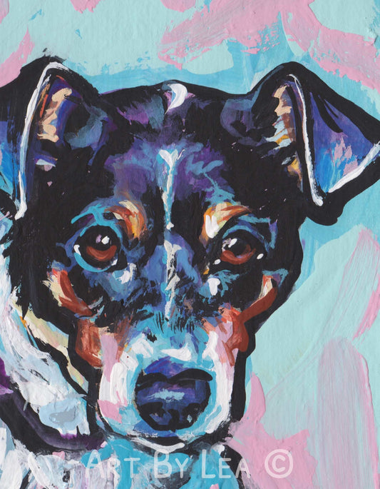 Smooth Fox Terrier art print of modern Dog pop art painting bright colors 8.5x11"
