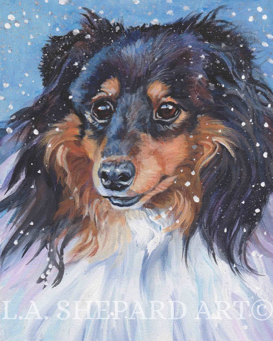 SHETLAND SHEEPDOG sheltie dog art canvas PRINT of LAShepard painting 8x10"