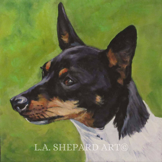 TOY FOX TERRIER portrait dog art  print of LAShepard painting 8x8"