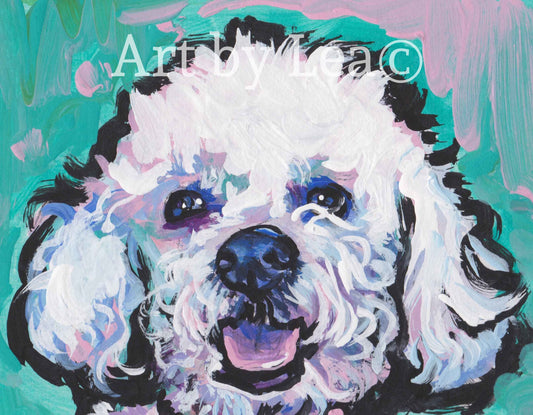 Poochon portrait art print of pop art Painting bright colorful Poodle bichon 8.5x11"