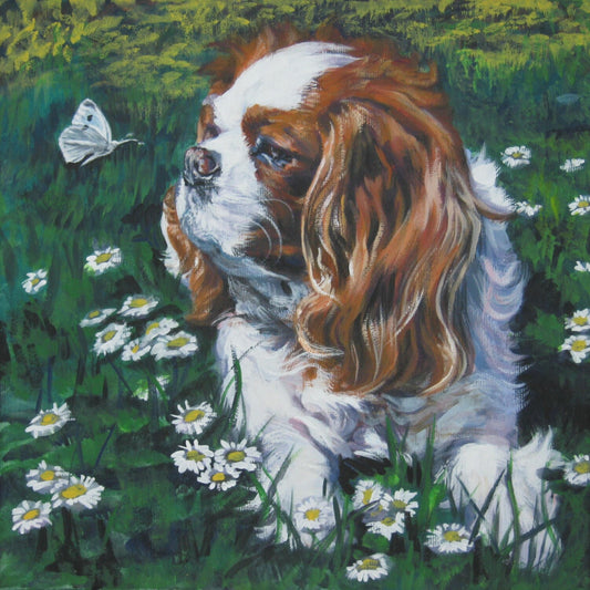 blenheim cavalier king charles spaniel dog art CANVAS print of LA Shepard painting 8x8