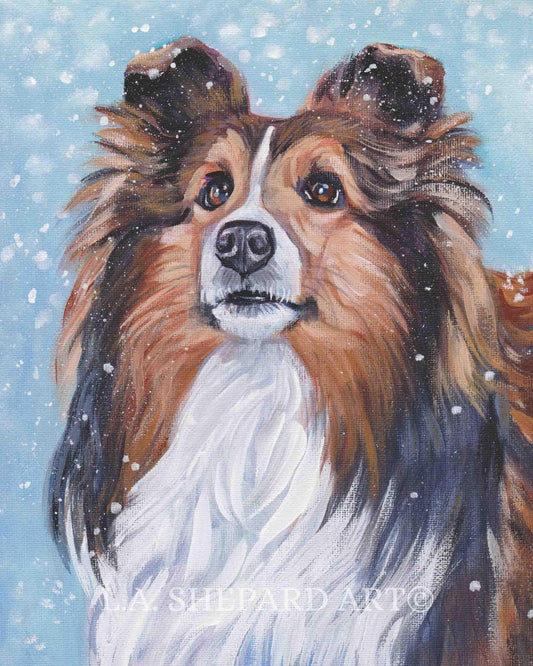 sable Shetland Sheepdog SHELTIE PORTRAIT dog art print of LAShepard painting 8x10"