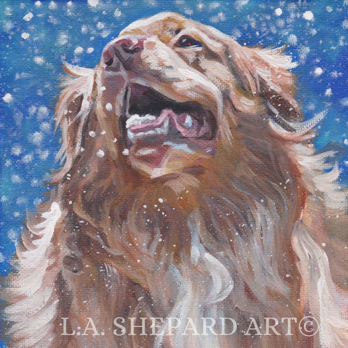 Nova Scotia Duck Tolling Retriever TOLLER dog ART canvas PRINT of LAShepard painting 8x8"
