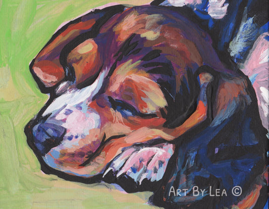 BEAGLE dog art PORTRAIT print of pop art painting bright colors 8.5x11" fun colorful wall art