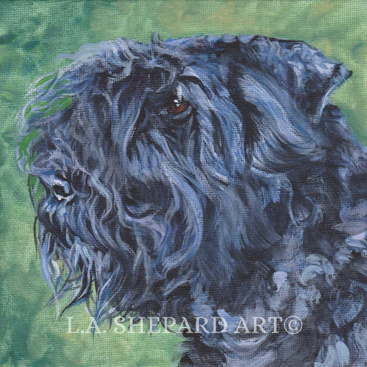 BOUVIER Des Flandres DOG art PORTRAIT print of LAShepard painting 8x8"