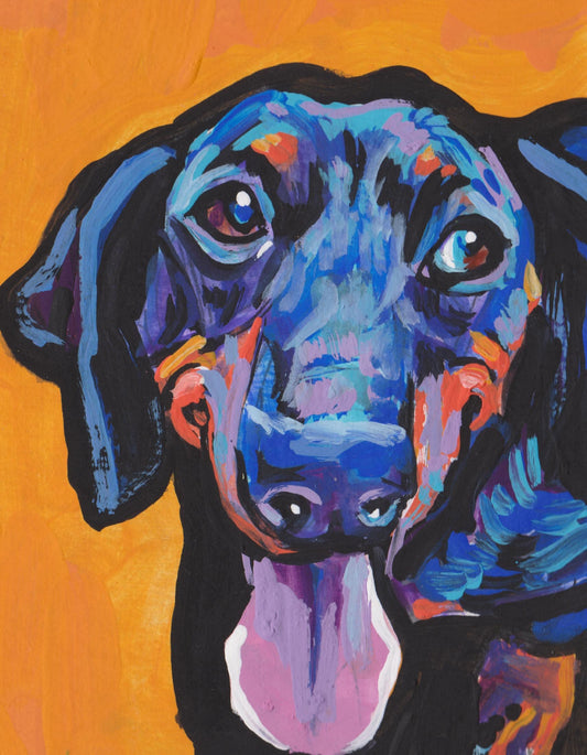 DACHSHUND DOG portrait ART print of pop art painting bright colors 8.5x11"