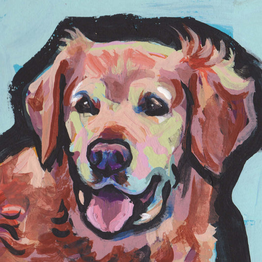 Golden Retriever dog portrait print of bright pop art Painting 12x12"