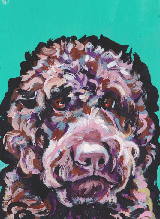Doodle dog portrait art print of pop art painting bright colors 13x19" labradoodle poodle