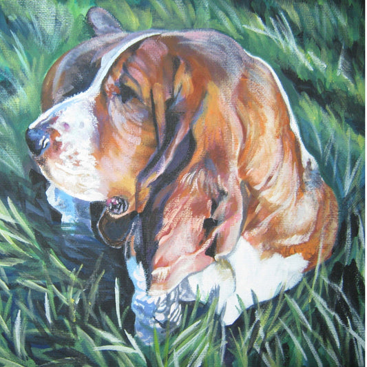 Basset Hound dog portrait print of LA Shepard painting 8x8