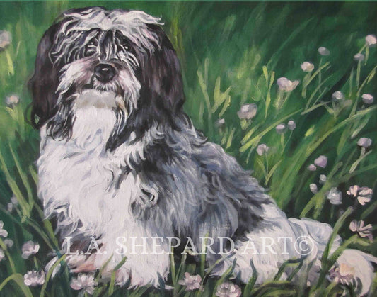 HAVANESE dog portrait art canvas PRINT of LAShepard painting 8x10"