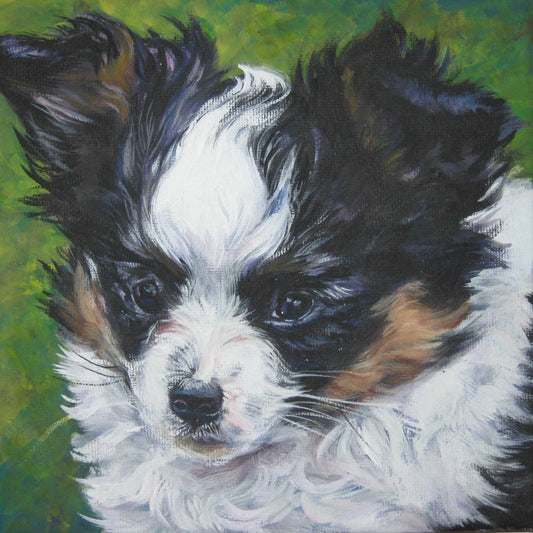 Papillon dog art canvas print of LA Shepard painting 8x8 portrait