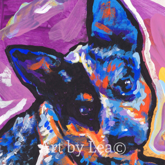 Australian Cattle Dog art print modern Dog art blue heeler pop dog art bright colors 12x12 inch