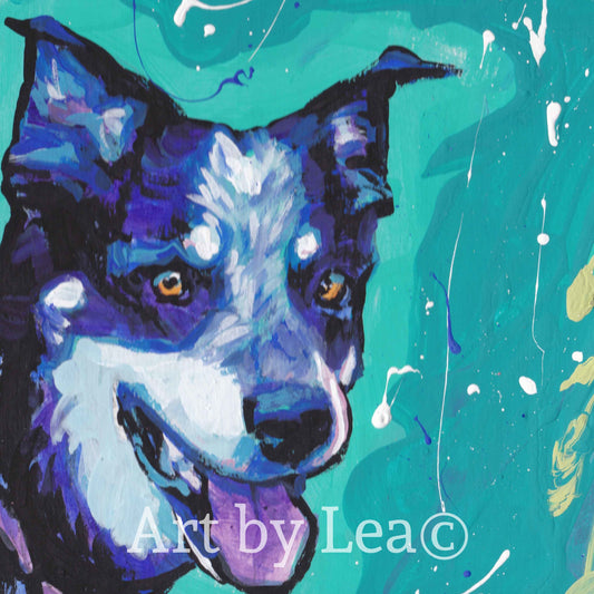 Australian Cattle Dog art print modern Dog art blue heeler pop dog art bright colors 12x12 inch