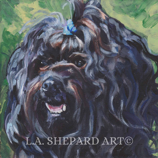 RUSSIAN BOLONKA dog portait art canvas PRINT of LAShepard painting 8x8"