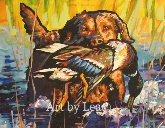 CHESAPEAKE BAY RETRIEVER dog portrait art print of modern pop art painting bright colors 8.5x11"