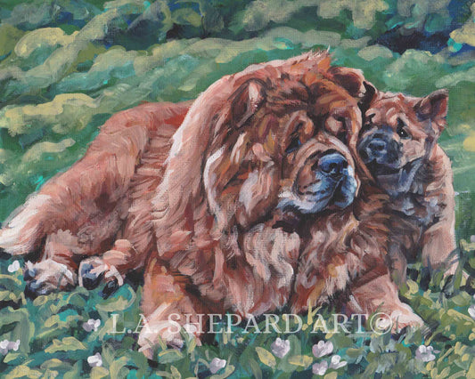 CHOW Chow dog art PORTRAIT canvas print of LAShepard painting 8x10" puppy
