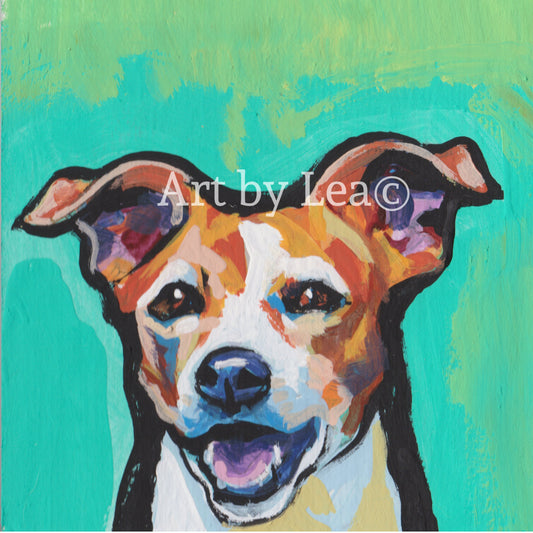 smooth JACK RUSSELL Terrier art print of pop art dog painting bright colors 12x12"