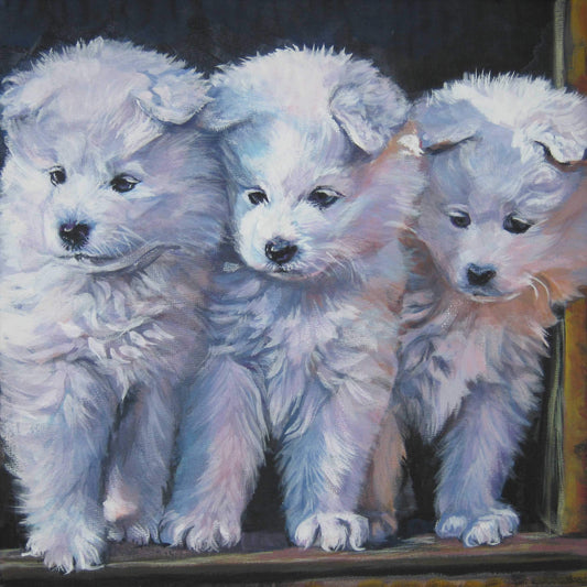Samoyed art CANVAS print of LA Shepard painting 12x12 dog art